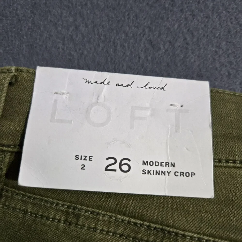 LOFT Women 26/2 Green Low Rise Modern Skinny Crop Raw Hem Jeans - Picture 11 of 16
